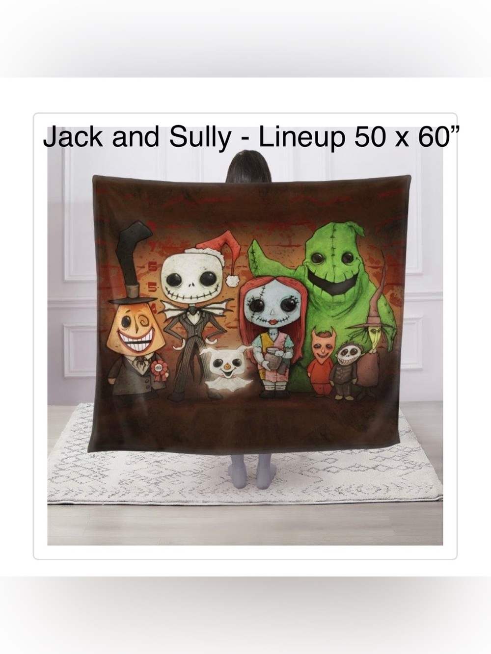 Jack and Sally Lineup 50x60” Fleece Halloween Blanket Throw